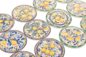 Suport pahare rotunde din ceramică cu model mediteranean