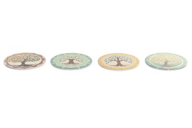 Suporturi oale decorative din ceramică cu model Copacul Vieții cu bază din plută - Img 3