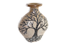 Vază decorativă elegantă din ceramică cu Copacul Vieții bej cu maro