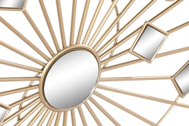 Consolă decorativă modernă din metal și sticlă culoare auriu - Img 3