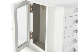 Cutie pentru bijuterii cu sertare și oglindă/organizator elegant alb - Img 2