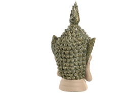 Figurină decorativă elegantă cap Buddha / Shiva cu accente verzi - Img 4