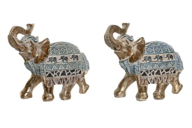 Figurină decorativă mare elefant de culoare auriu și albastru