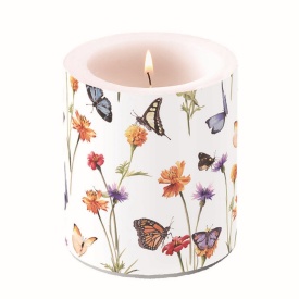 Lumânare mare Butterfly Garden White