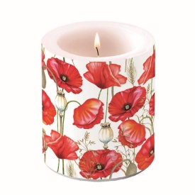 Lumânare mare Poppy all over white