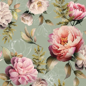 Șervețel decorativ mare de masă Peonies Composition Green - Img 2
