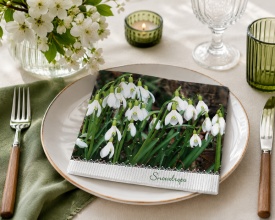 Șervețel decorativ mare de masă Snowdrops