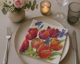 Șervețel decorativ mare de masă Tulips of Joy