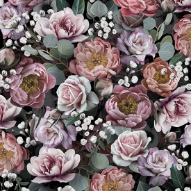 Șervețel decorativ mare de masă Vintage Flowers Black - Img 2