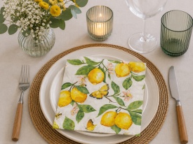 Șervețel decorativ mic de masă Fresh Lemons White