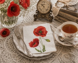 Șervețel decorativ mic de masă Proud Poppy