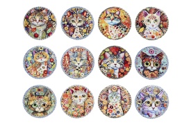 Suporturi de pahare cu pisici design artistic colorat efect relief 3D - Img 2