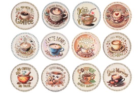 Suporturi decorative de pahare rotunde din ceramică cu tematică cafea - Img 2