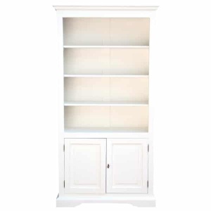 Biblioteca Artisan cu 2 usi alb antichizat, lemn masiv tei, 108 cm - Img 2