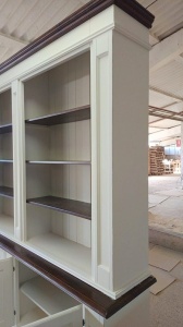 Biblioteca Artisan din lemn masiv tei alb si nuc antichizat, 230 cm - Img 4