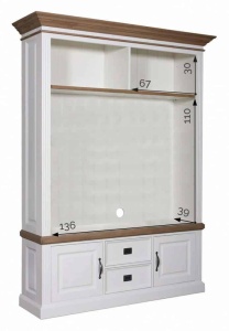 Biblioteca cu spatiu TV Stejar Harmony din lemn masiv si mdf, 286 x 38/48 x 220 cm - Img 5