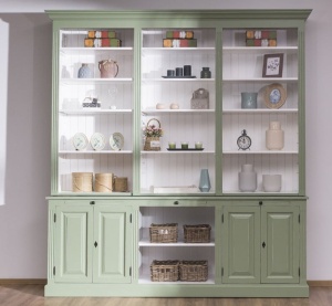 Biblioteca lemn masiv living Provance, finisaj dublu color 229 cm - Img 2