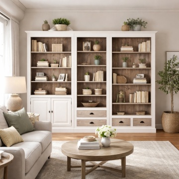 Biblioteca Provance din 3 corpuri lemn masiv 279 x 39 x 210 cm