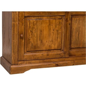 Bufet Artisan cu 4 usi culisante si sertare nuc antichizat, lemn masiv tei, 142 cm - Img 6