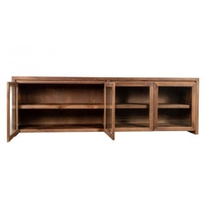 Bufet cu 4 usi sticla Terrano, Lemn Masiv Stejar, 229 x 46 x 71 cm - Img 4