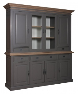 Bufet cu vitrina Harmony Oak 8 usi si 5 sertare - Img 2