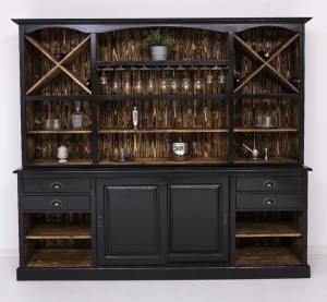 Bufet dining / bar cu suport pentru pahare, lemn masiv 240 cm