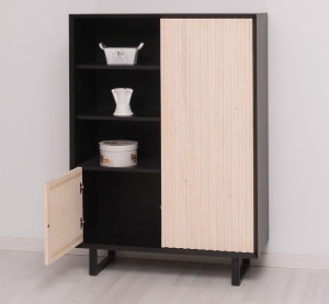 Bufet living Piannova cu 2 usi lemn masiv + mdf negru - Img 6