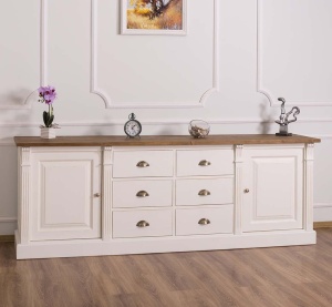 Bufet living Provance cu 2 usi si 6 sertare lemn masiv 219 cm - Img 4