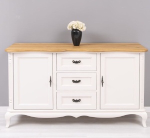 Bufet Shabby Provance cu 3 sertare, 2 usi si blat stejar masiv - Img 4
