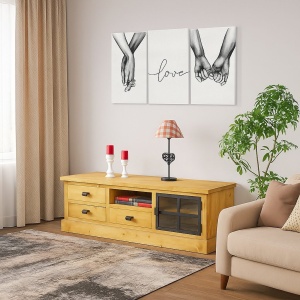 Comoda TV IronWood 200 cm, 3 sertare si 1 usa lemn masiv