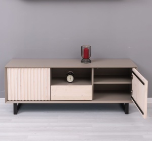 Comoda TV living Piannova cu 2 usi si 1 sertar, lemn masiv + mdf - Img 2