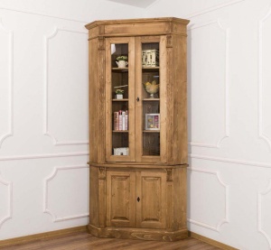 Corp Vitrina de colt Provance cu 2 usi vitrina si 2 usi lemn masiv 114 cm