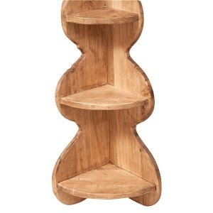 Etajera de colt suspendata Artisan lemn masiv tei, natur antichizat - Img 3