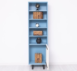 Etajera living Piannova cu 1 usa si 4 rafturi, lemn masiv + mdf - Img 4