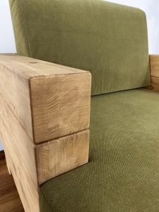 Fotoliu Rustic Wood lemn masiv, cu tapiterie, 94 x 91 x 63 cm - Img 2