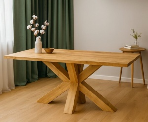Masa dining Etnika din lemn masiv, model xeon, 200 x 100 x 76 cm