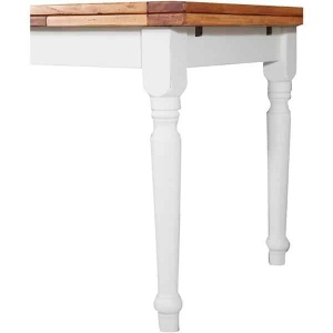 Masa extensibila Artisan 140/240 cm, alb + natur antichizat, lemn masiv tei - Img 4