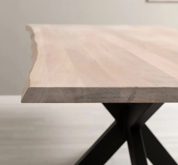 Masa Stejar Masiv Indiana Live Edge cu picior metal DOUBLE X de 180, 210 sau 240 cm