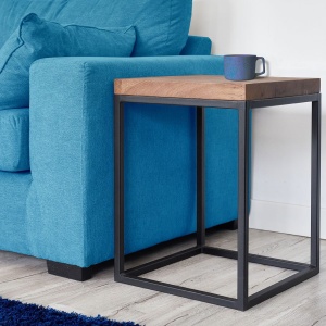 Masuta Dakar lemn masiv stejar + metal negru 40 x 40 x 54 cm - Img 5