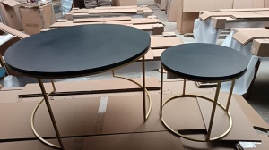 Set de 2 masute de cafea Delphi, mdf negru + metal auriu - Img 5