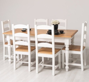 Set Masa cu 6 scaune Minerva, blat stejar masiv, 160 x 90 x 78 cm - Img 3