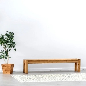 Set masa cu bancuta Heritage din lemn masiv, nuanta naturala 200 x 90 cm - Img 5
