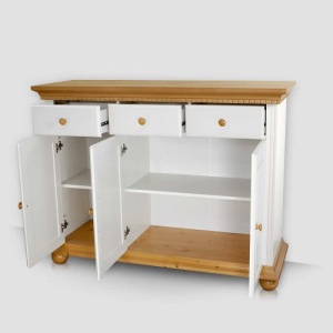 Set mobila living Bella Moon din lemn masiv, 5 piese, alb unt /miere - Img 7