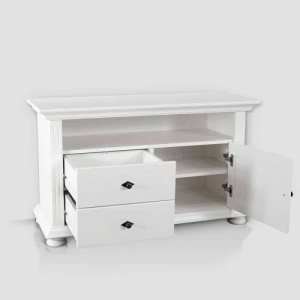 Set mobila living Perla lemn masiv alb unt, 3 piese, config. 06 - Img 5