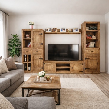 Set Mobilier living Cymbala din lemn masiv pin, 4 piese mobilier - Img 4