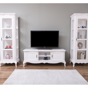 Set mobilier living Shabby Provance lemn masiv alb, 3 piese - Img 3