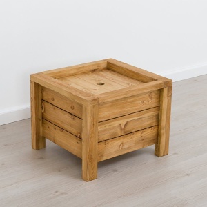 Taburet Pouf Gold Wood cu lada depozitare din lemn masiv - Img 3