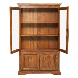 Vitrina Artisan cu 4 usi nuc antichizat, lemn masiv tei, 120 cm - Img 3
