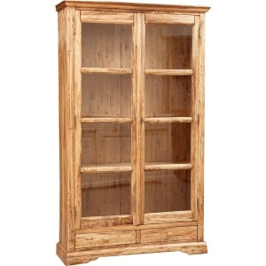 Vitrina Artizan lemn masiv tei natur antichizat, 109 x 36 x 180 cm - Img 2