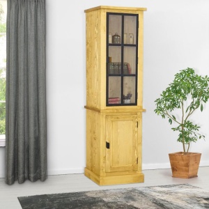 Vitrina ingusta IronWood din lemn masiv, finisaj ceara miere